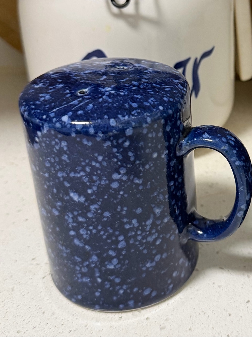 vintage Otagiri Japan salt and pepper shakers blue speckled glaze Cottagecore - Picture 3 of 4